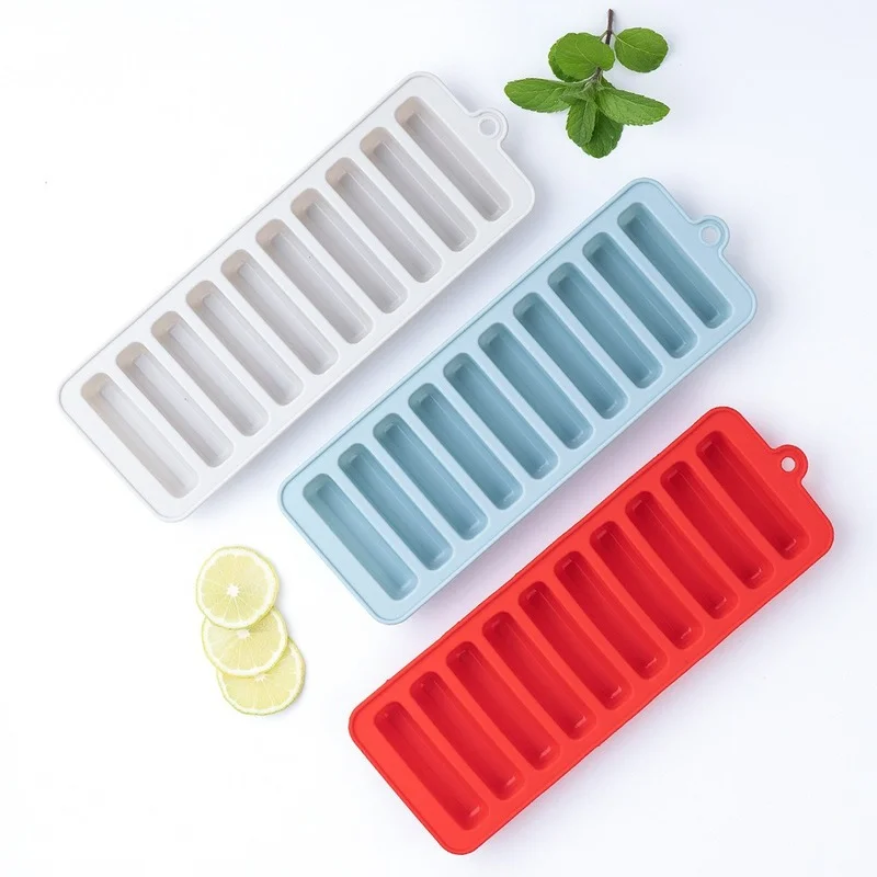 

10 Holes Silicone Forms Long Strip Finger Biscuit Silicone Mold Oven Cake Puff Ice Cube Mould Tray Bakeware DIY Baking Tools