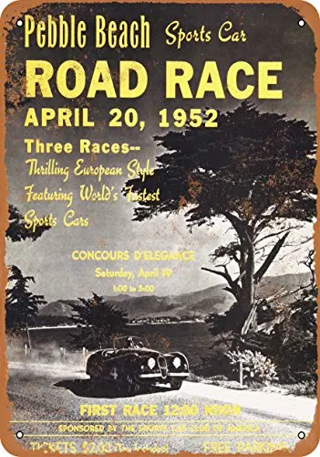 

Metal Sign - 1952 Pebble Beach Sports Car Road Race - Vintage Look Wall Decor for Cafe Bar Pub Home Beer Decoration Crafts