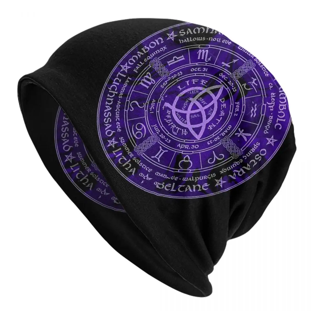 

Bonnet Hats Viking Valhalla Men Women's Purple Celtic Pagan Year Wheel Calendar Cap Street Skullies Beanies Caps
