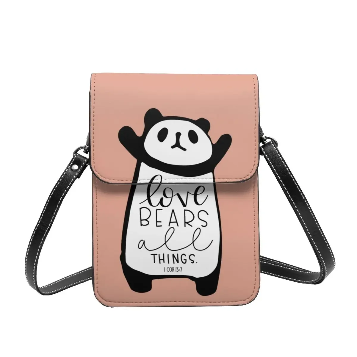

Panda Love Shoulder Bag Bear All Things Gift Funny Mobile Phone Bag Leather Streetwear Woman Bags