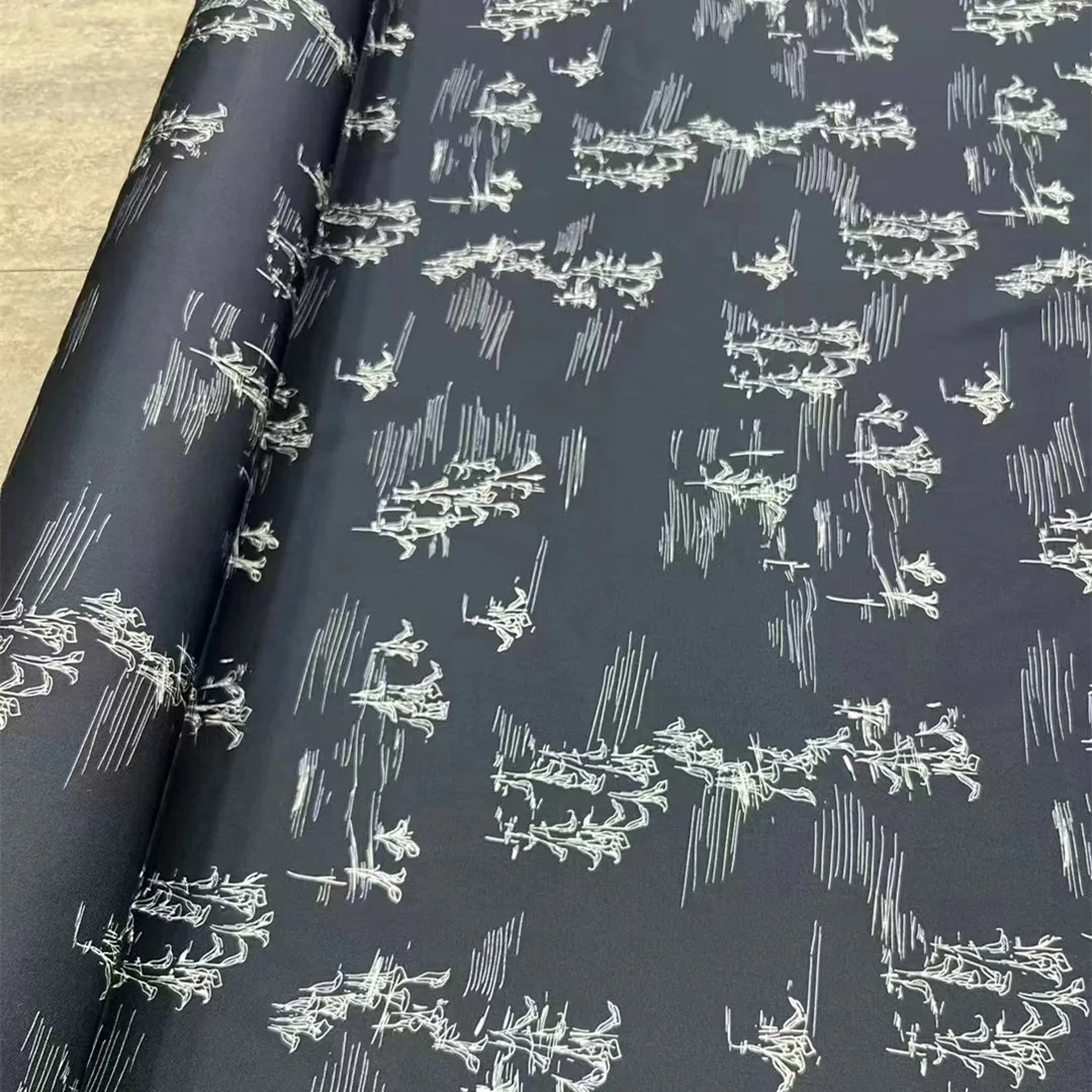 

Новое модное эластичное саржевое шелковое темно-синее платье-рубашка с принтом атласная шелковая ткань дизайнерская парчовая Ткань для ши...