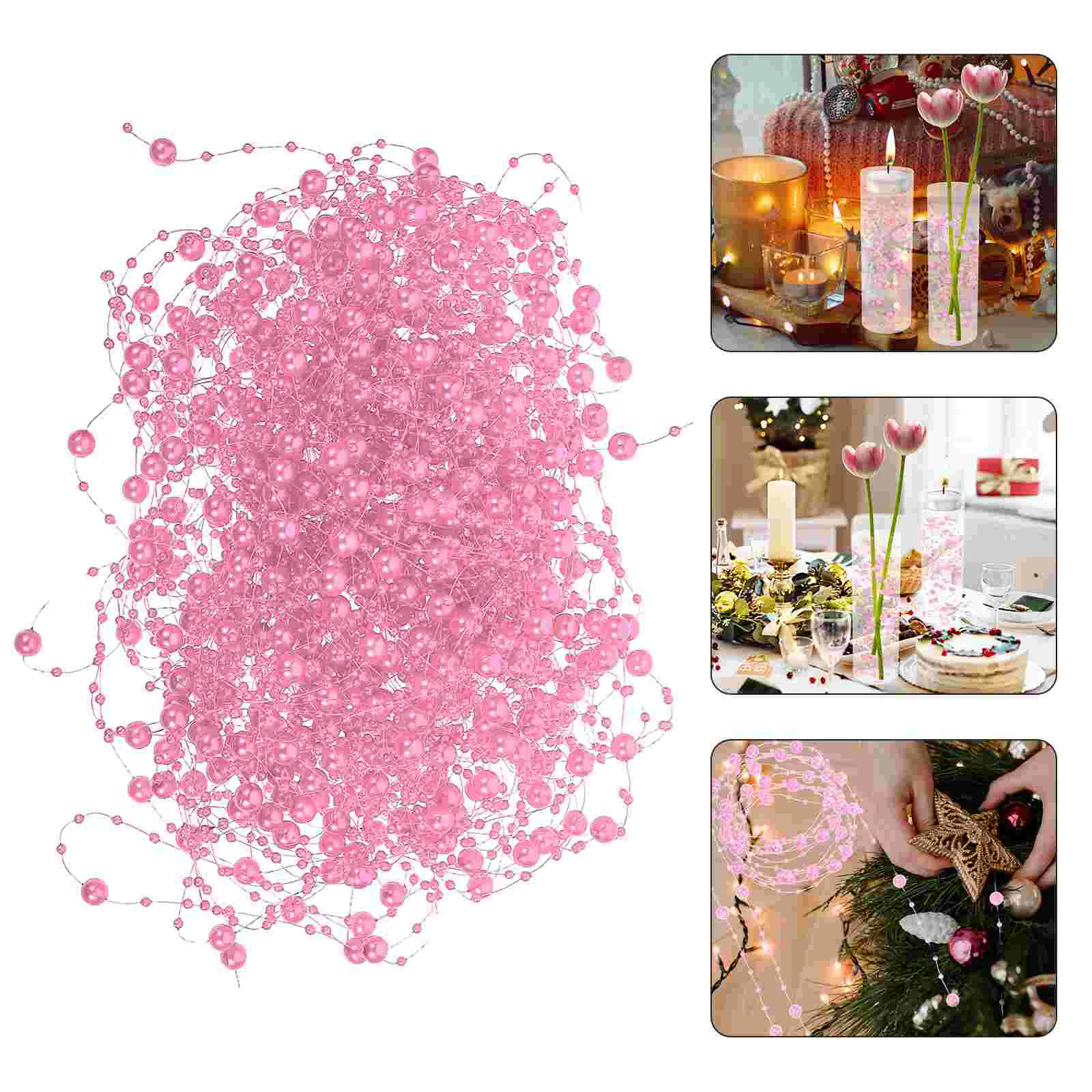 

Pearl String Beads Garland Artificial Beadfake Chain Wedding Faux Floating Vase Filler Whiteroll Linestrand Tree Beaded