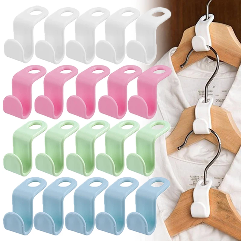 

Hangers 10/5pcs Organizer Hooks Clothes For Cascading Connect Hook Holder Connection Plastic Wardrobe Clothes Rack Hanger Closet