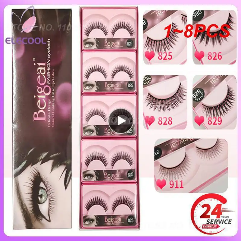 

1~8PCS New Handmade 3D Mink Eyelashes Curled Winged Natural Realistic Messy End Eye Elongated Thick False Eyelashes Soft Fake