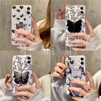 korea butterfly bracket transparent phone case for iphone 12 13 pro max 7 12 mini 8 se3 x xs fashion cool thin silicone cover