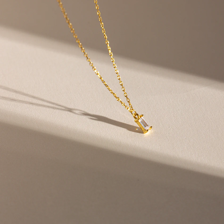 

Женское Ожерелье с кулоном из серебра 925 пробы с квадратным Цирконом