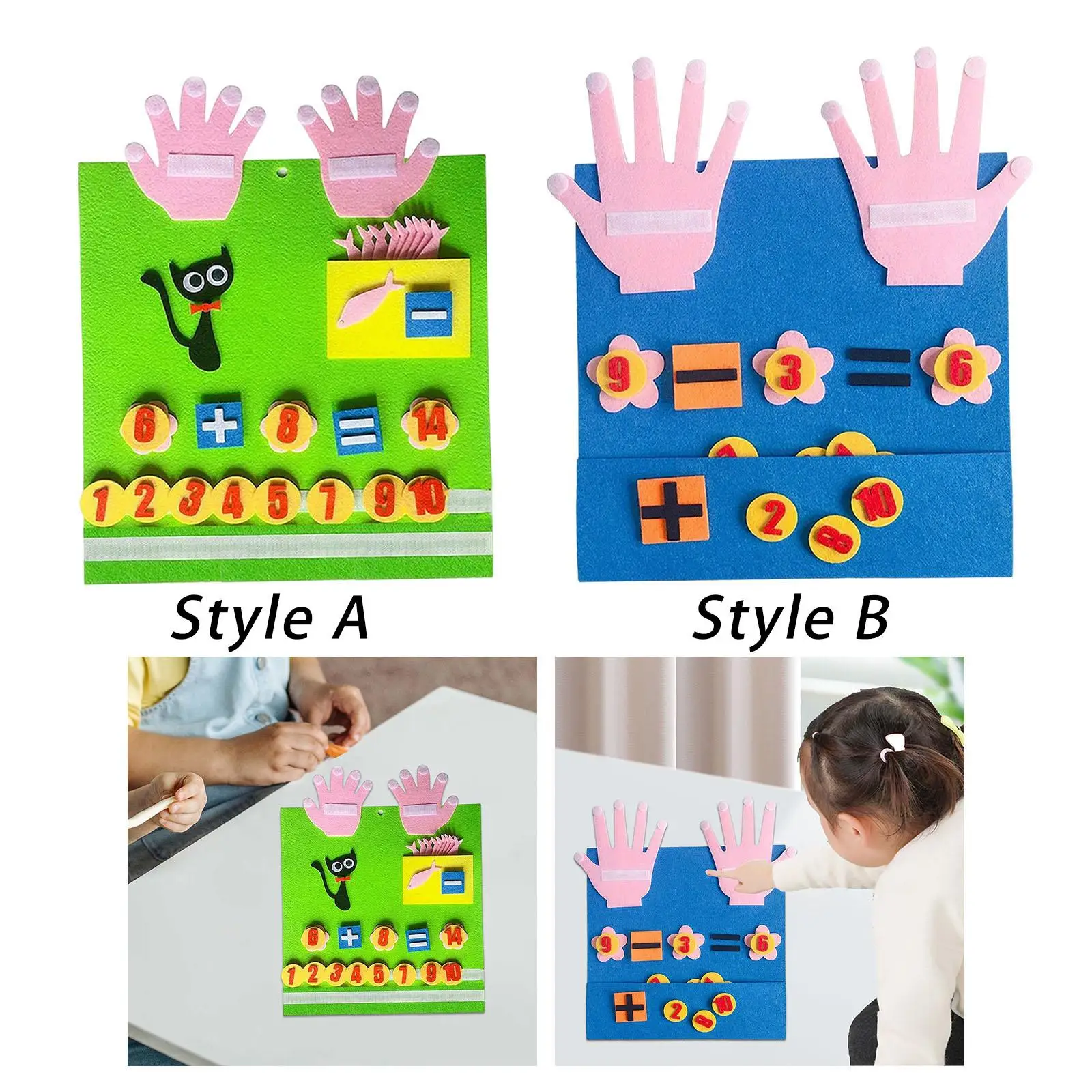

Finger Number Learning Counting Math Felt Board Felt Hand Number Math Toy for Toddler