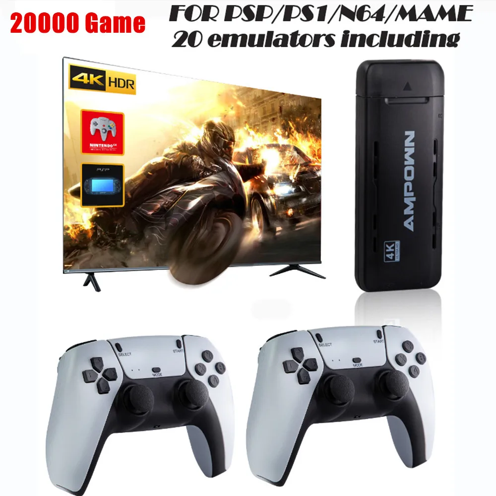 

2022 New TV Game Stick With Two 2.4G Wireless Controller 128GB 20000 Retro Video Games Console Gaming Player GameBox For PSP PS1