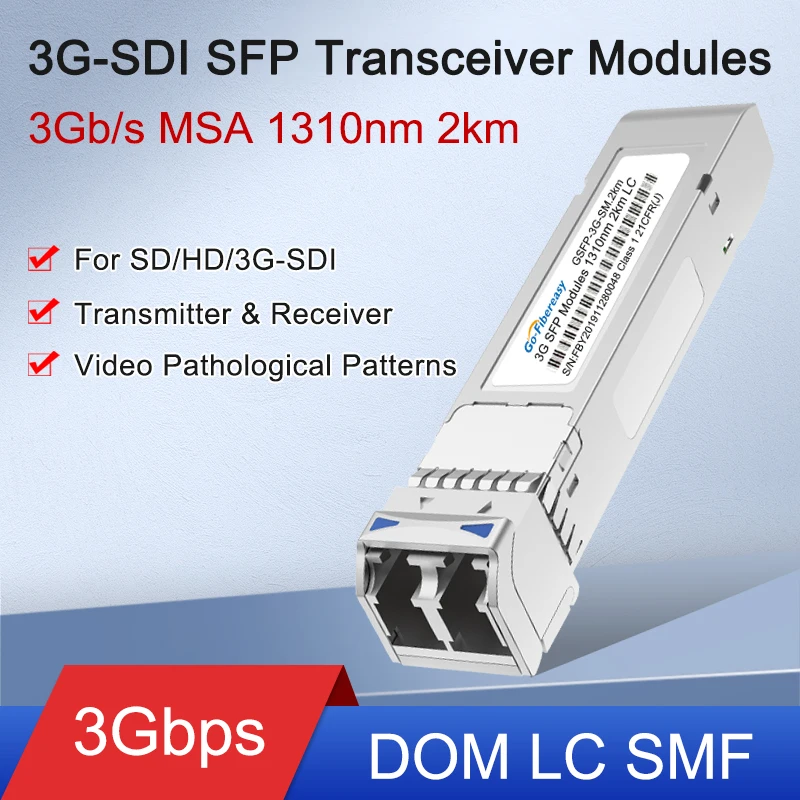 3G-SDI SFP Transceiver Modules MSA Single mode Fiber DOM LC Transmitter & Receiver Video Pathological Patterns for SD/HD/3G-SDI