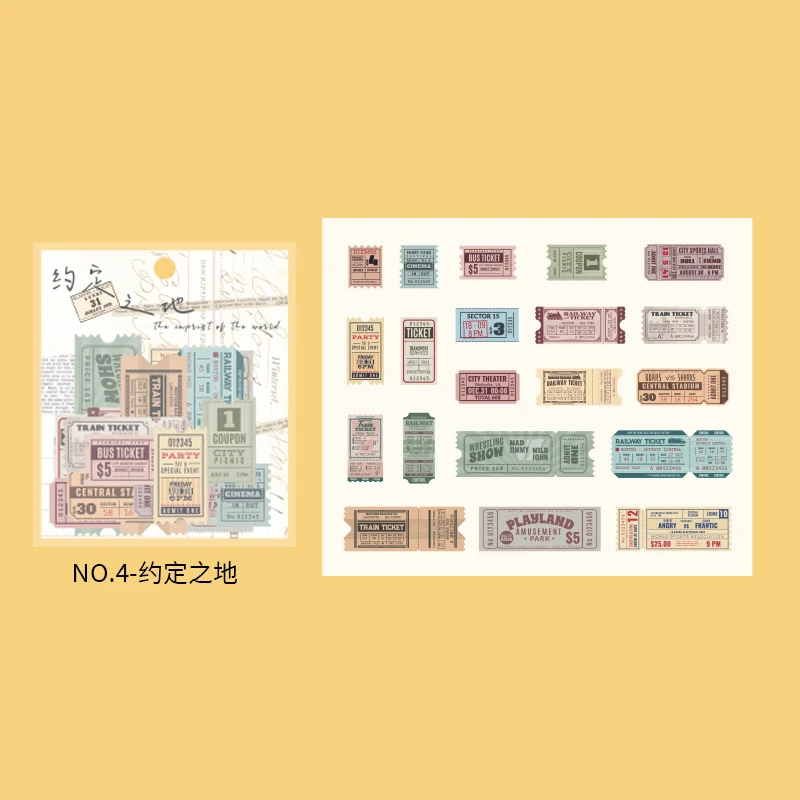 Набор наклеек YCDBTH винтажная тема 40 шт