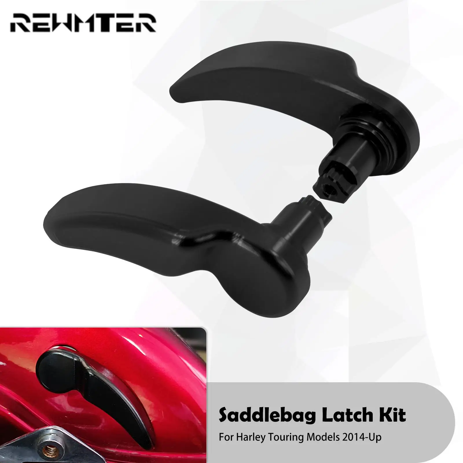 

Motorcycle Black Saddlebag Latch Kit Lifter For Harley Touring Ultra Limited CVO Electra Street Glide Road King FLHR 2014-2023