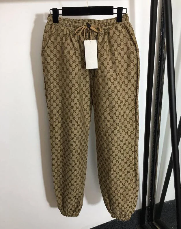 

Brand Letter Jacquard Pants Women and Men Harajuku Style Spring Summer Casual Elastic Waist Bandage Baggy Trousers Streetwear