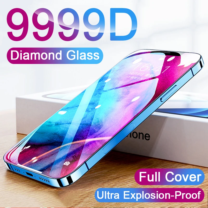 

Full Cover Protective Glass On For iPhone 11 12 13 Pro XS Max XR X Screen Protector On iPhone 13 12 Mini 7 8 Plus Tempered Glass