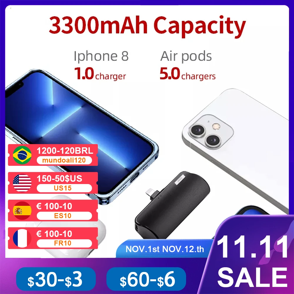 

6097 mini power bank для iPhone 12 13 pro max xs 8 plus портативное зарядное устройство для телефона powerbank для xiaomi внешний аккумулятор
