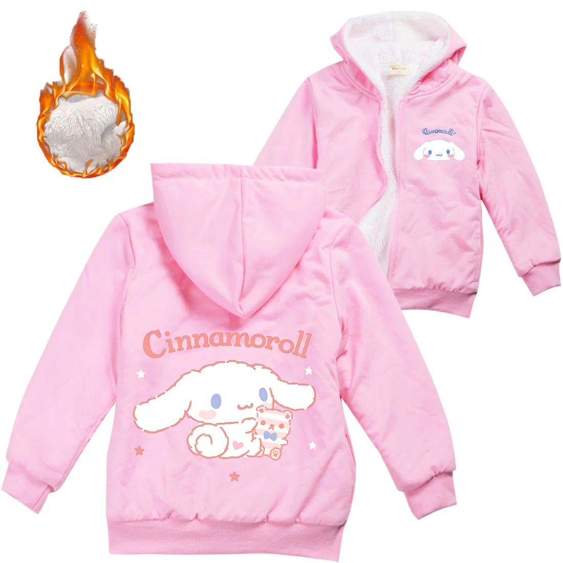 Cinnamoroll теплая зимняя куртка для мальчиков и девочек на молнии детский свитер с