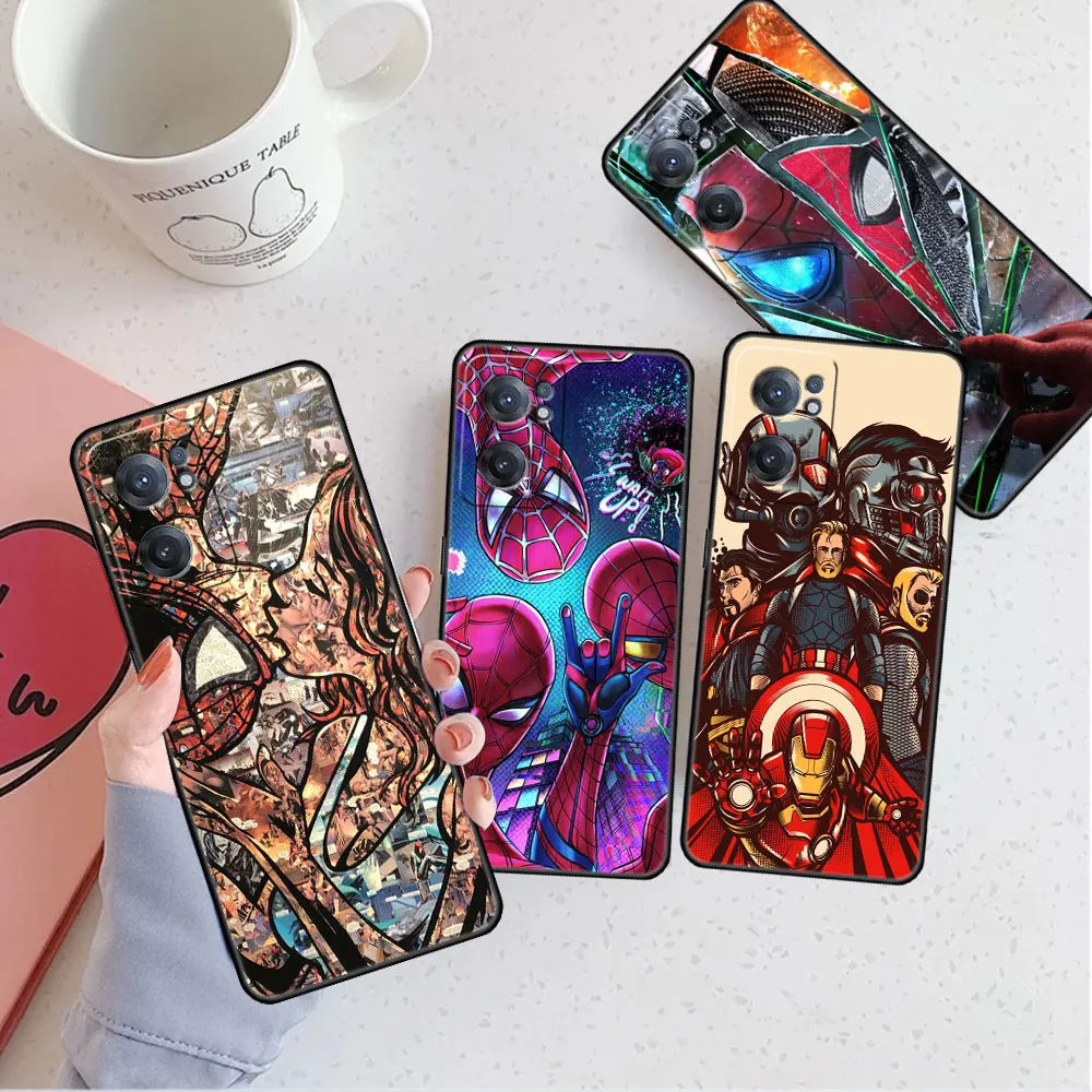 

Black Phone Case For OnePlus 8T 8 Nord 10 9 8 7 Pro N10 2 5G 9R 10R for Oppo A53 A16 A54 F19 Soft Cover Marvel Spiderman Hulk