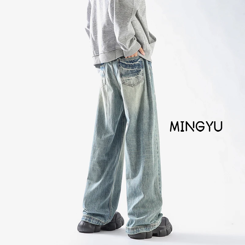 Весна-лето мешковатые широкие джинсы в американском стиле мужские повседневные