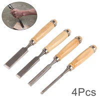 4pcs flat woodworking chisel set high carbon steel wood carving chisel sharpener carpenter tool woodworking diy hand tool set