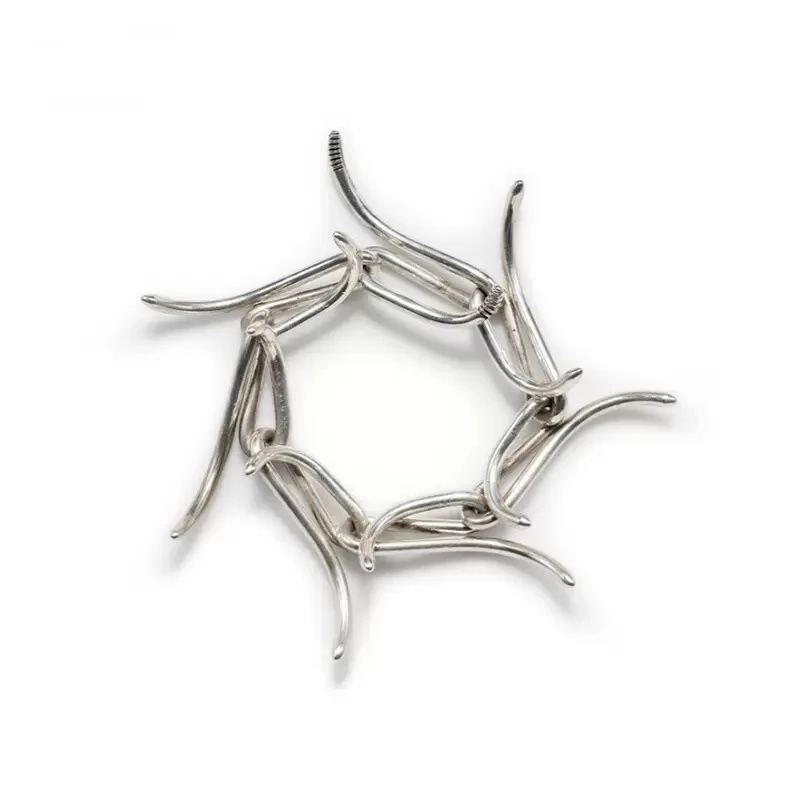 Autonomous Miyashita Takayu Style Thorns Chain Bracelet Punk Silver Tone Ultra-Rare Spider Web Fashion Trend Jewelry Accessories