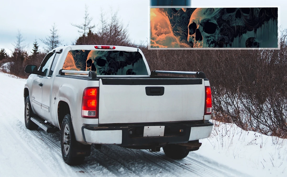 Фэнтезийная картина с черепом наклейка на заднее стекло автомобиля подходит для