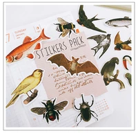 14pcs vintage bird insect fishstickers handbook stickers diy craft photo albums stickerscrapbooking stickers