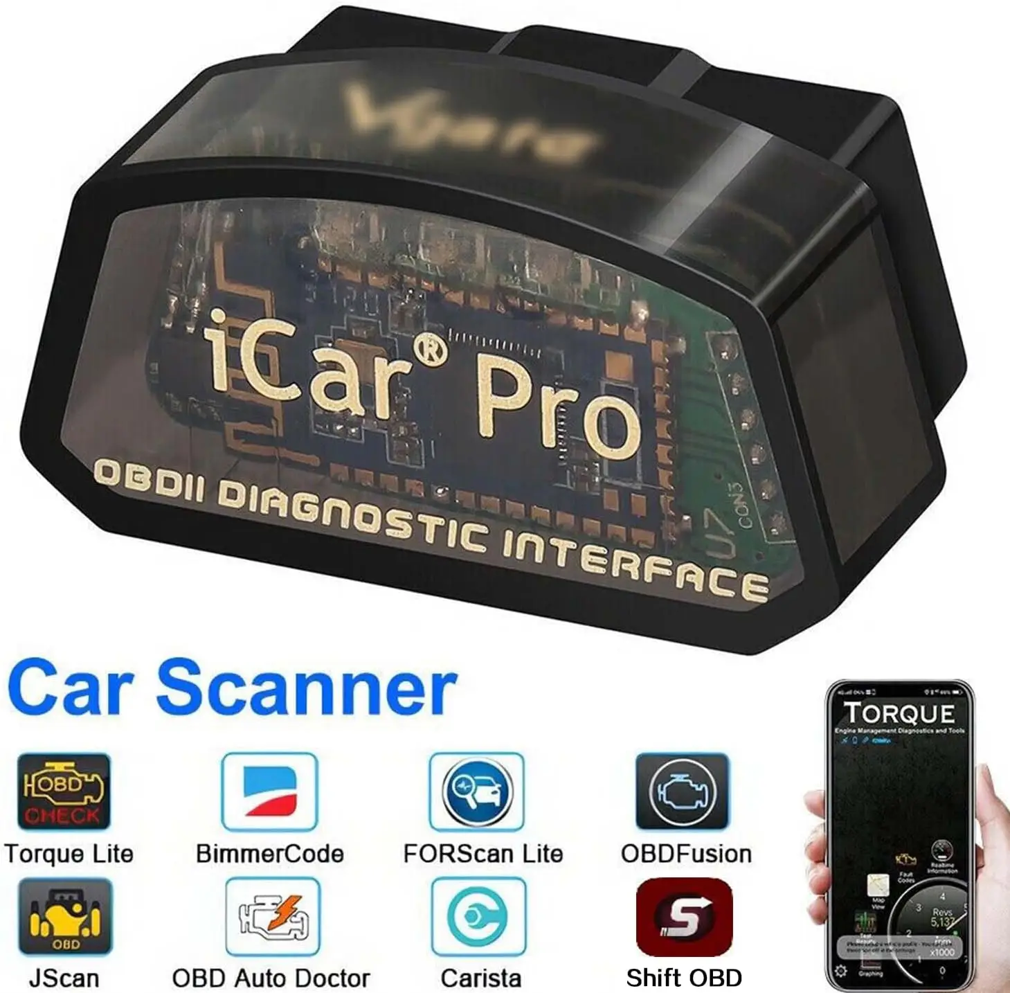 Фото Диагностический сканер Vgate OBD2 iCar Pro BT WIFI 4.0 (2025) для Android/iOS №2