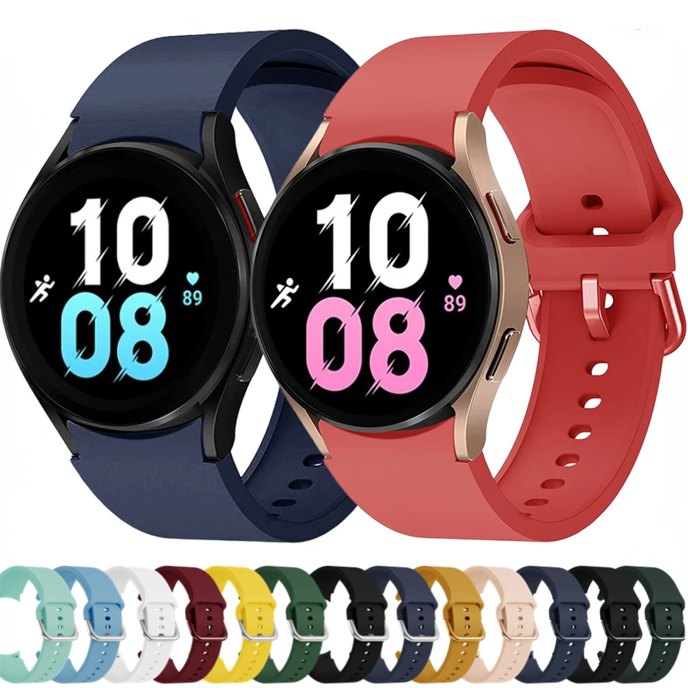 

Silicone Strap for Samsung Galaxy Watch 4/5 40mm 44mm/4 Classic 46mm 42mm No Gap Bracelet Belt for Samusng Watch 5 Pro 45mm Band