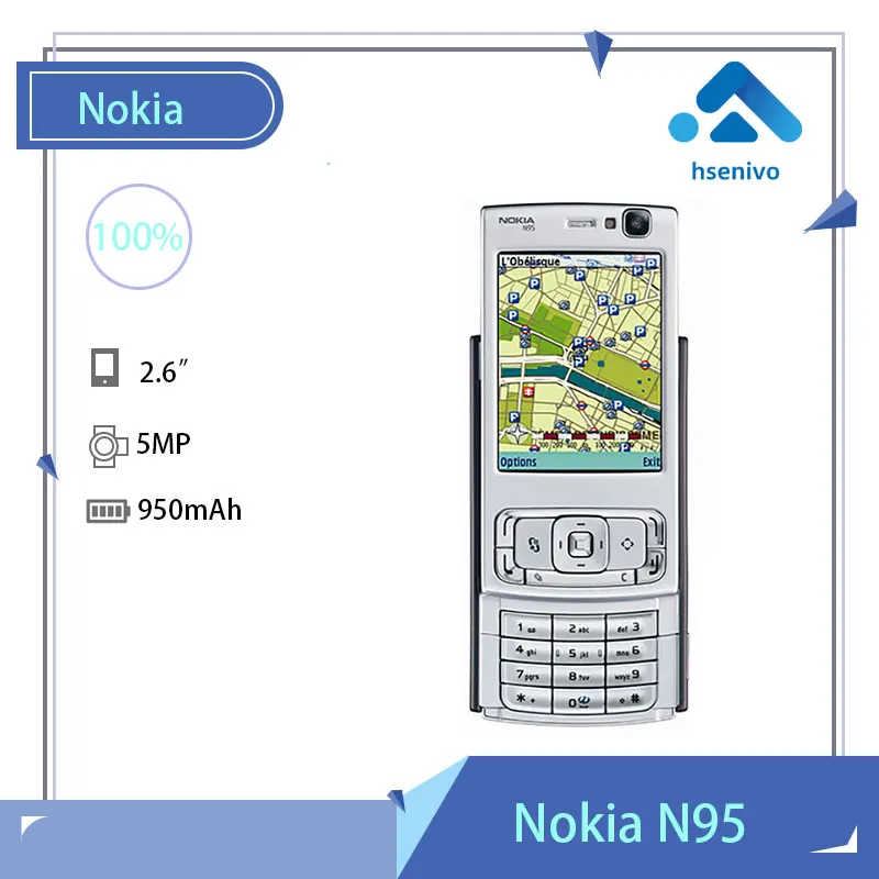 

Nokia N95 refurbished-Original Nokia N95 WIFI GPS 5MP 2.6''Screen WIFI 3G Unlocked Mobile Phone 1 Year Warranty Free Shipping