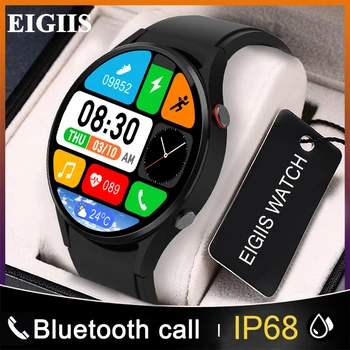 EIGIIS Smart Watch 1.32'' IPS Display Voice Calling 24H Health Monitor Custom Dial 70+ Sports Modes Men Smartwatch For Samsung 1