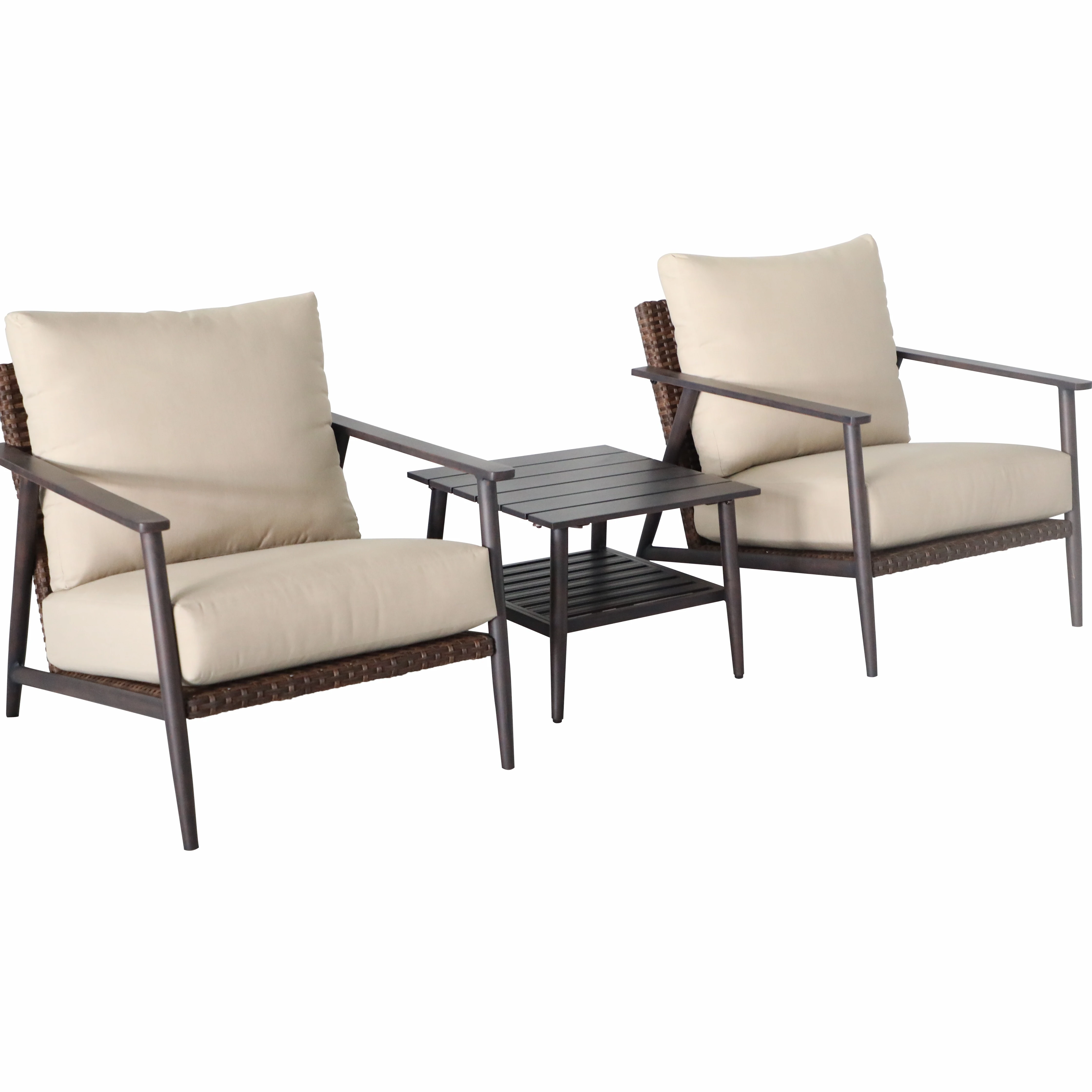 

Free combination garden furniture bistro lounger rattan wicker sofa chairs ottoman sets with side table in stock