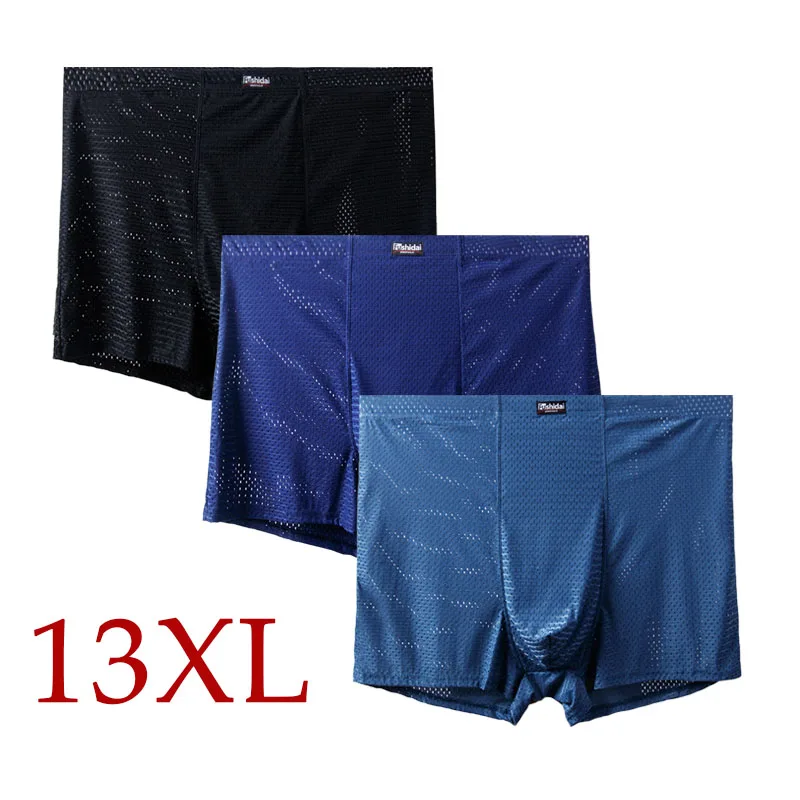 13XL-3XL Mesh Hole 3PCS Men Boxer Underwear Boxer Shorts Men Sex Underwear Man Underwear Light Soft Durable In Middle Breathable
