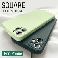 luxury original square liquid silicone phone case for iphone 13 12 11 pro max mini x xr xs max 7 8 6s plus shockproof soft case