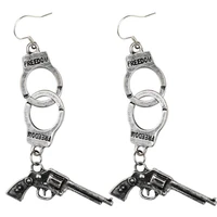 gun handcuffs punk hip hop earrings charms women jewelry accessories pendant gifts fashion forever