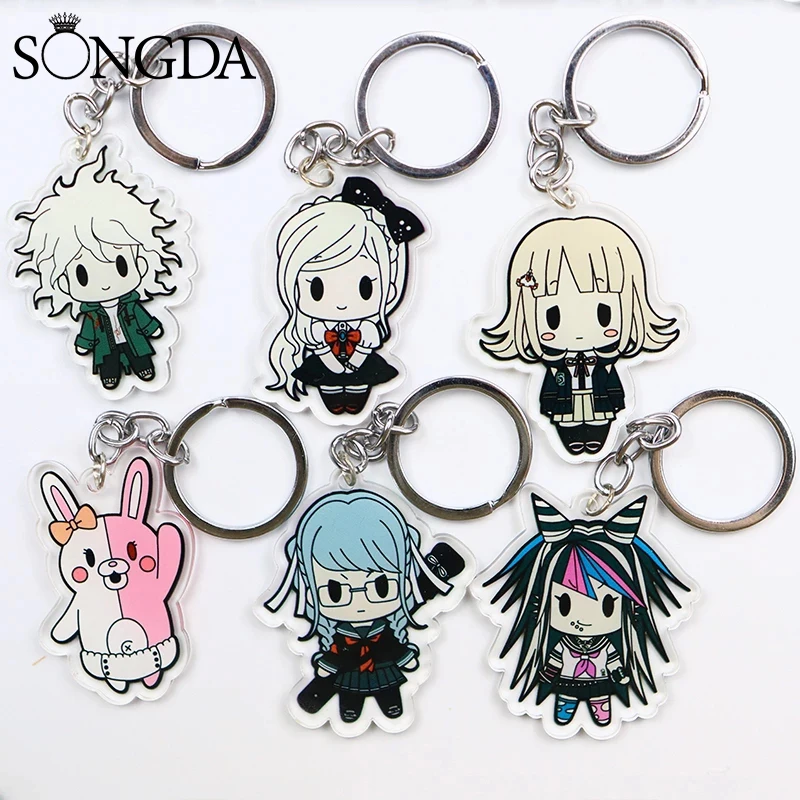 

Danganronpa Keychain Double Sided Acrylic Keyring Anime Game Figures Nanami ChiaKi Nagito Komaeda Key Chain Double Cute Trinket