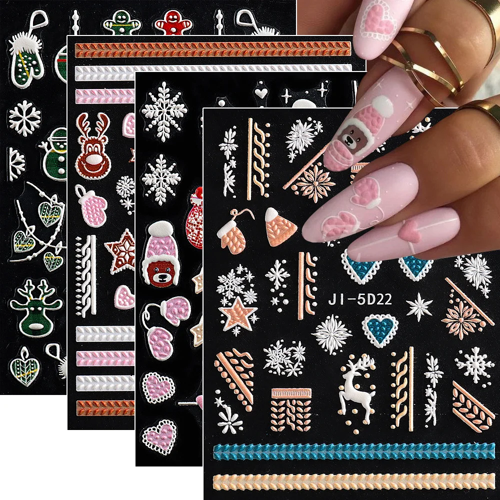 3 шт./набор рождественские наклейки для ногтей