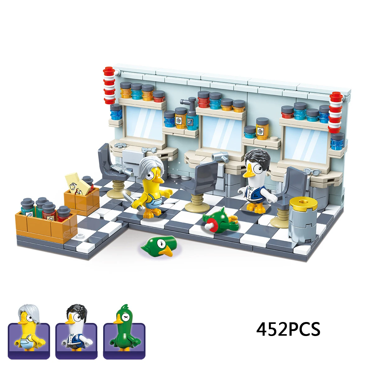 

Creative Game Scenes Architecture Pelican Barber Shop Moc Block Goose Ducks Room Figures Building Brick Assemble Toy For Gift