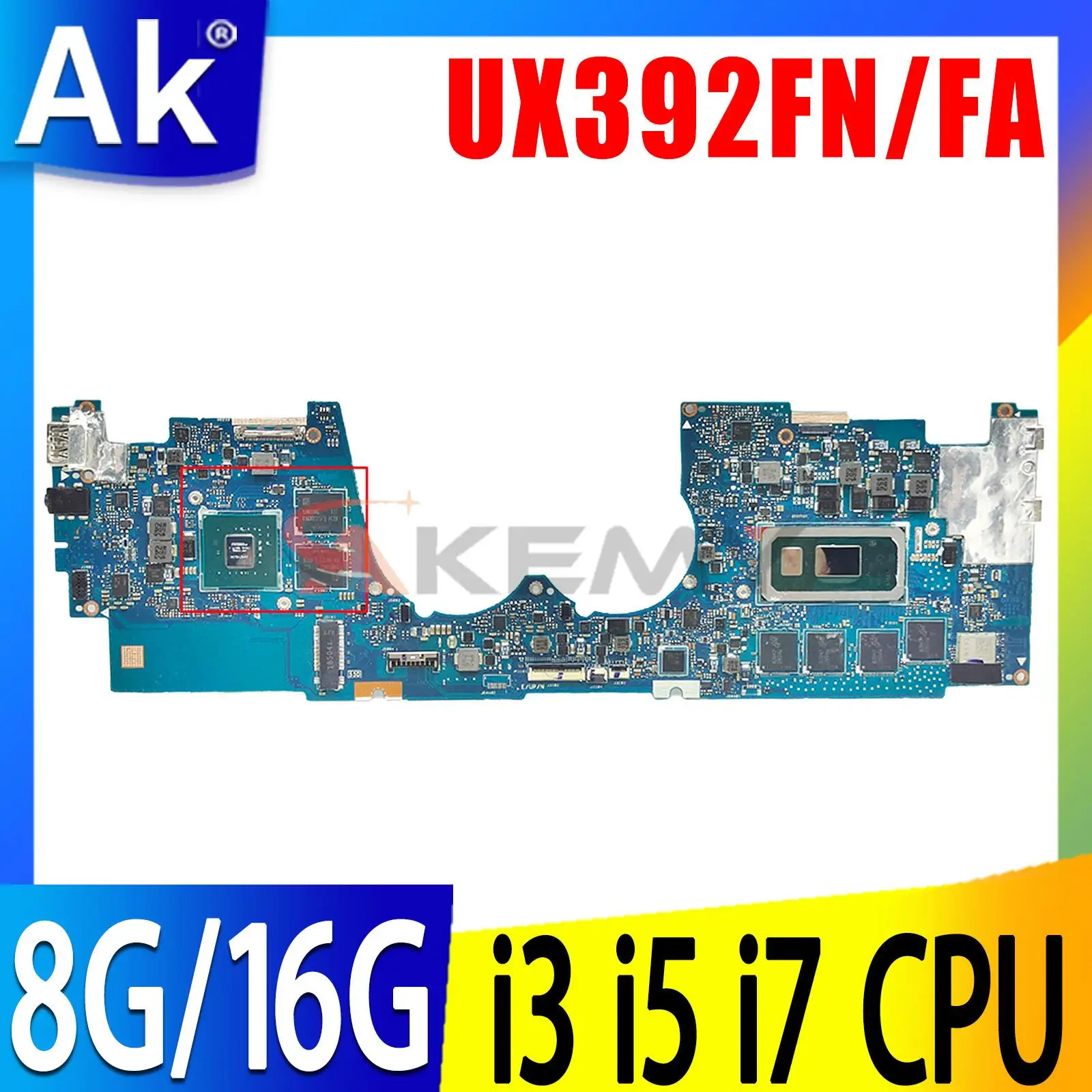 

Материнская плата UX392FN UX392F UX392FA UX3000 UX3000X, материнская плата для ноутбука I3 I5 I7 8-го поколения MX150/UMA 8 ГБ/16GB-RAM