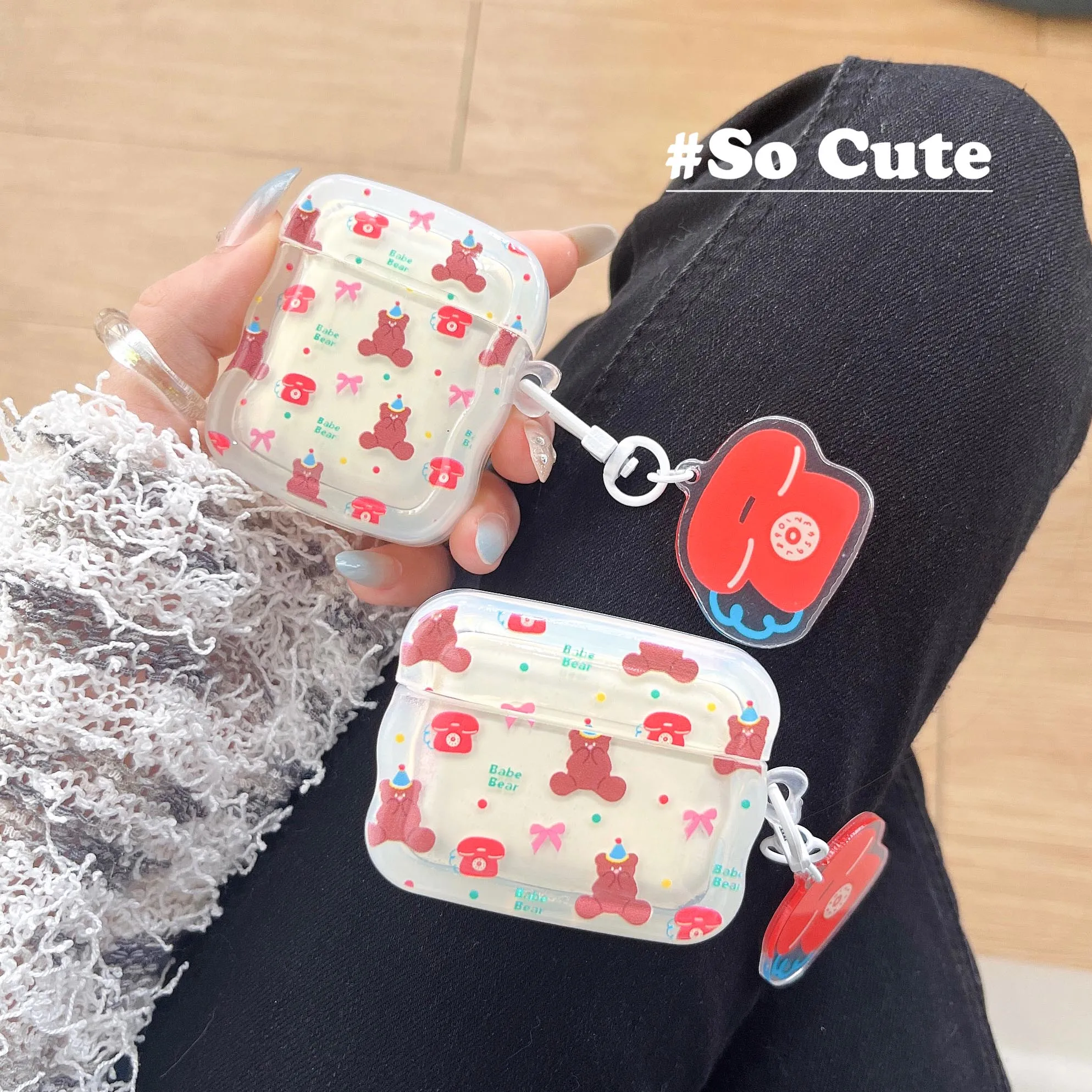 

Cartoon Bear Lovely Earphone Case for AirPods 1 2 3 Pro Air Pods Pro2 Wireless Bluetooth Charging Box Cute Cover Korea INS