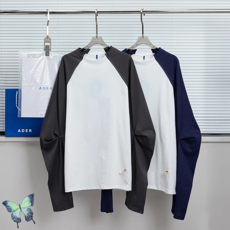 

Kirsh Badge Logo Patchwork Men Women Hip Hop Long Sleeve T-shirt