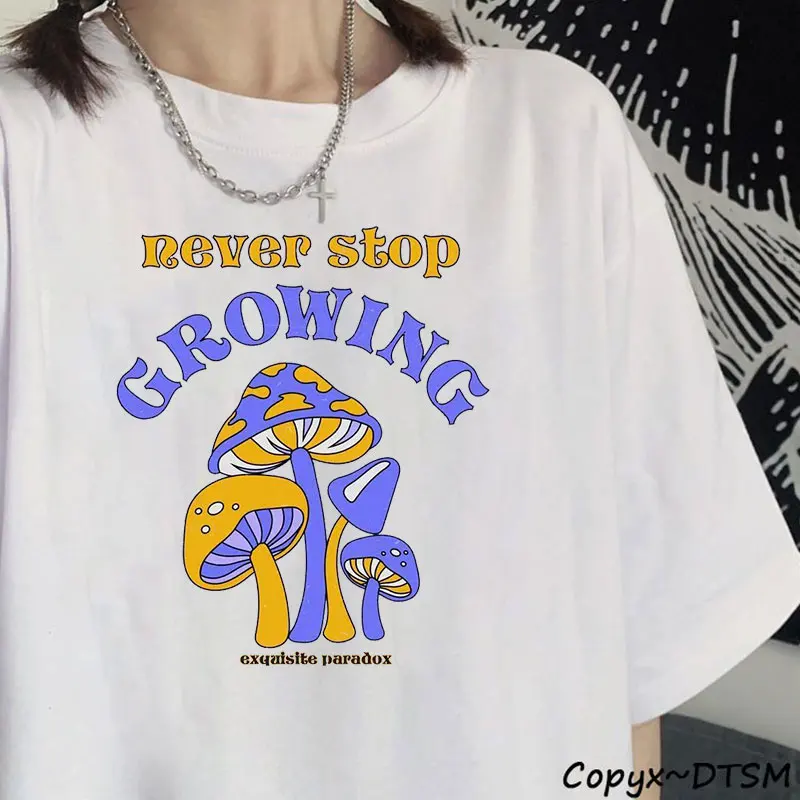 

Mushroom Kawaii Ulzzang Grunge Women T Shirts Harajuku Casual Streetwear Tops Oversized Female T-shirt Summer Cartoon Ladies Tee