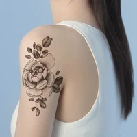 sketch waterproof temporary tattoo sticker black plain flowers branches leaves fake tattoos flash tatoos arm body art for women