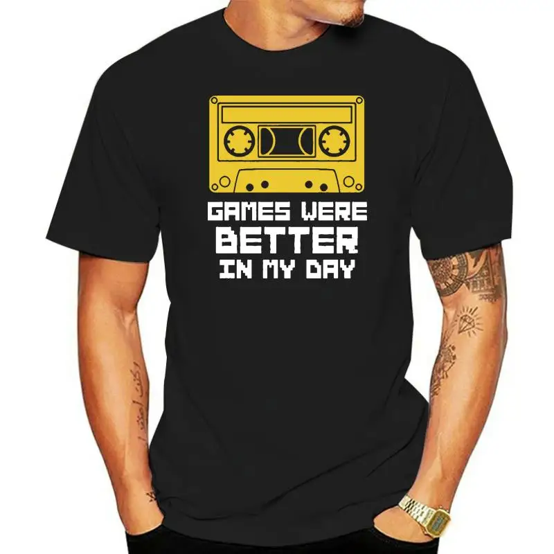 

Games Were Better In My Day Spectrum C64 Vic 20 Cassette Tape Mens Streetwear T Shirt Black New Fashion MenS Short Sleeve