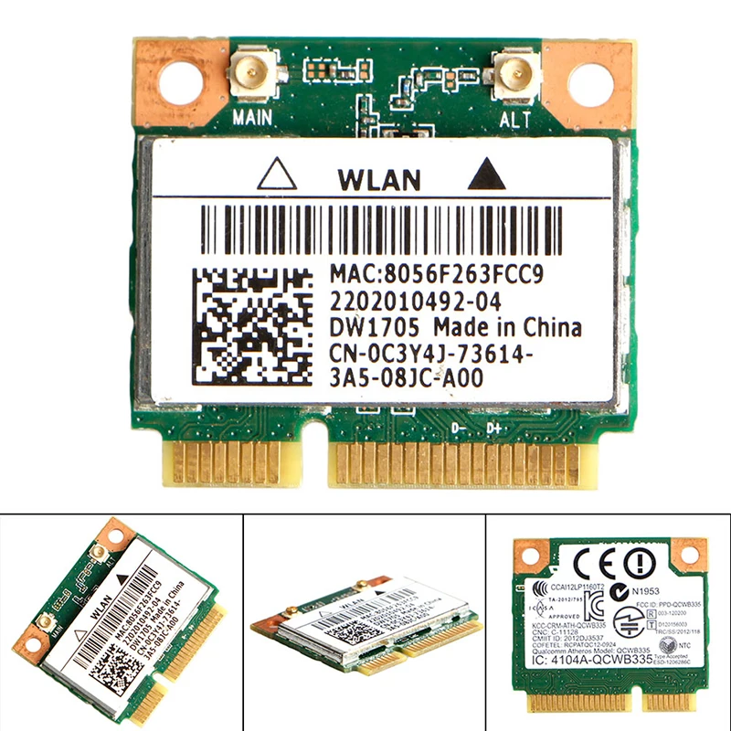 

Беспроводная мини-карта Intel Qualcomm Atheros QCWB335 Wifi для Dell DW1705