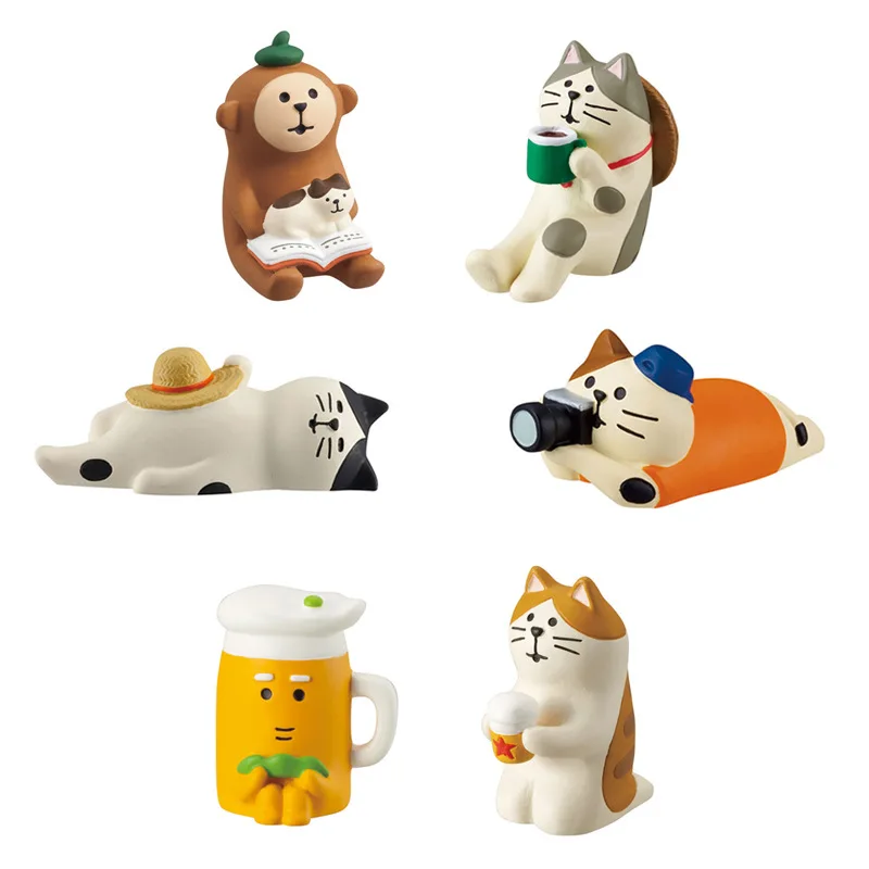 

Japanese Groceries Monkey Photo Nap Straw Hat Travel Cat Summer Cute Cute Accessories Mini Ornaments Living Room Decoration