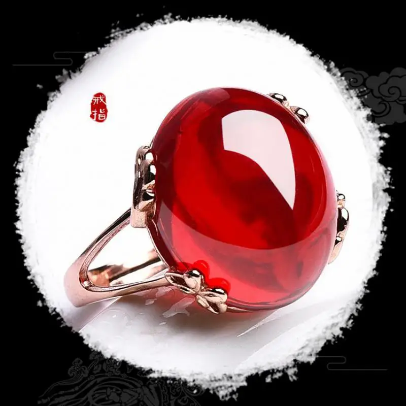 

Natural Baltic Blood Amber Rings Adjustable Women Yellow Beeswax Bands Healing Gemstone Jewelry Real Red Ambers Ring Ladies Gift