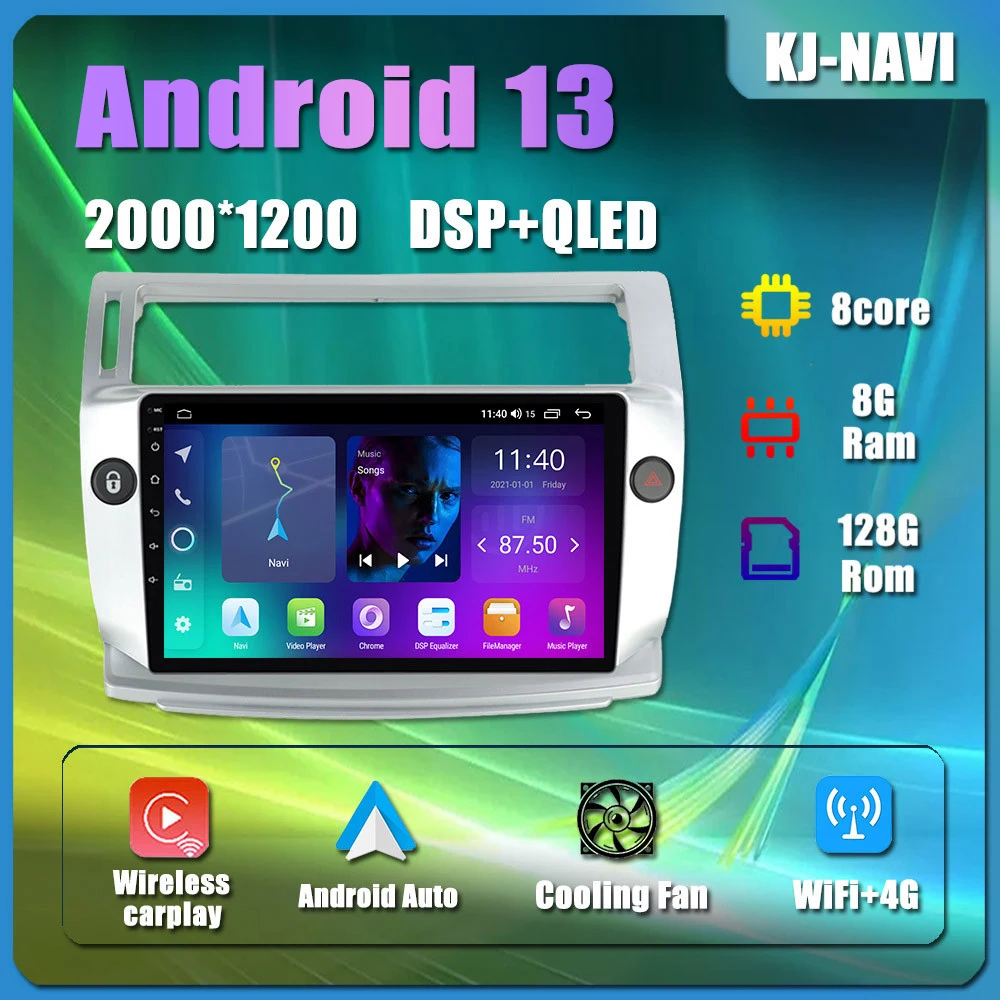 

9” Android 13 For Citroen C4 LA LC C-Triomphe C-Quatre 2004 - 2014 Car Player Multimedia Carplay Navigation Video Stereo GPS BT