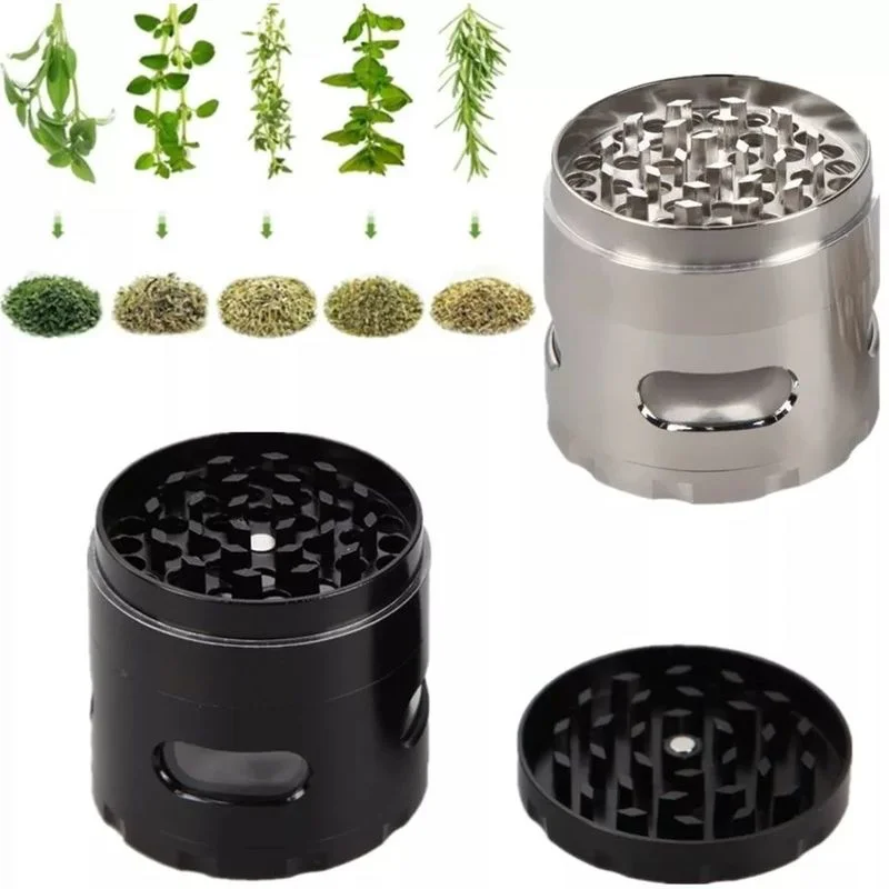 

4-layers Zinc Alloy Grinder for Smoking Weed 55mm*54mm Side Window Tobacco Shredder Herb Grinders Spice Crusher Gift for Men