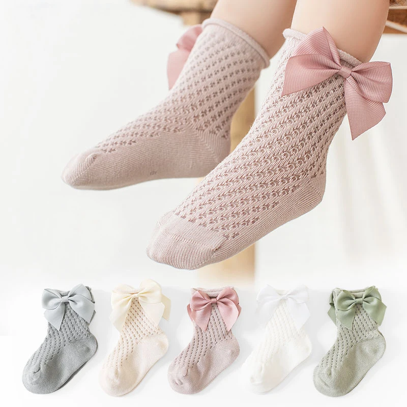 

0-5T Baby Girls Socks Bow Sock Summer Kids Mesh Cotton Toddlers Children New Pineapple Pattern Fishnet Socks Breathable Socks