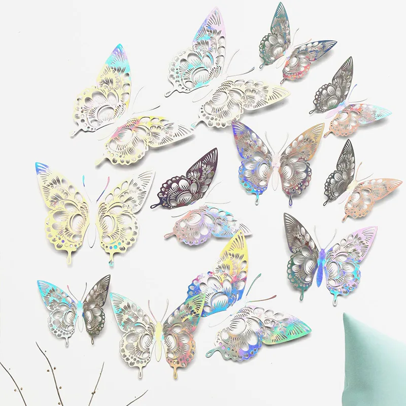 

12 Pcs/Set 3D Wall Stickers Hollow Butterfly for Kids Rooms Home Wall Decor DIY Mariposas Fridge stickers Room Decoration