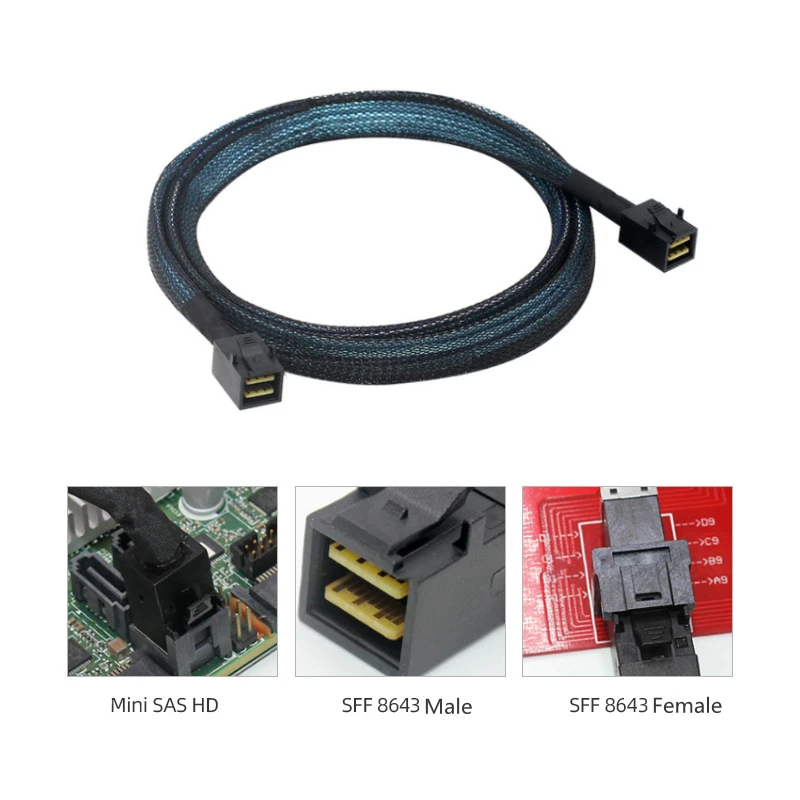 Nku Internal Mini SAS High Density Data Cable SFF-8643 36Pin To SFF-8643 Server Host Disk Raid Cable for Computer Backplane Part